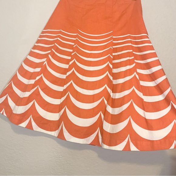 Boden Women’s Lined Orange Cotton Printed Riviera Circle Skirt Size 2 - Picture 7 of 11